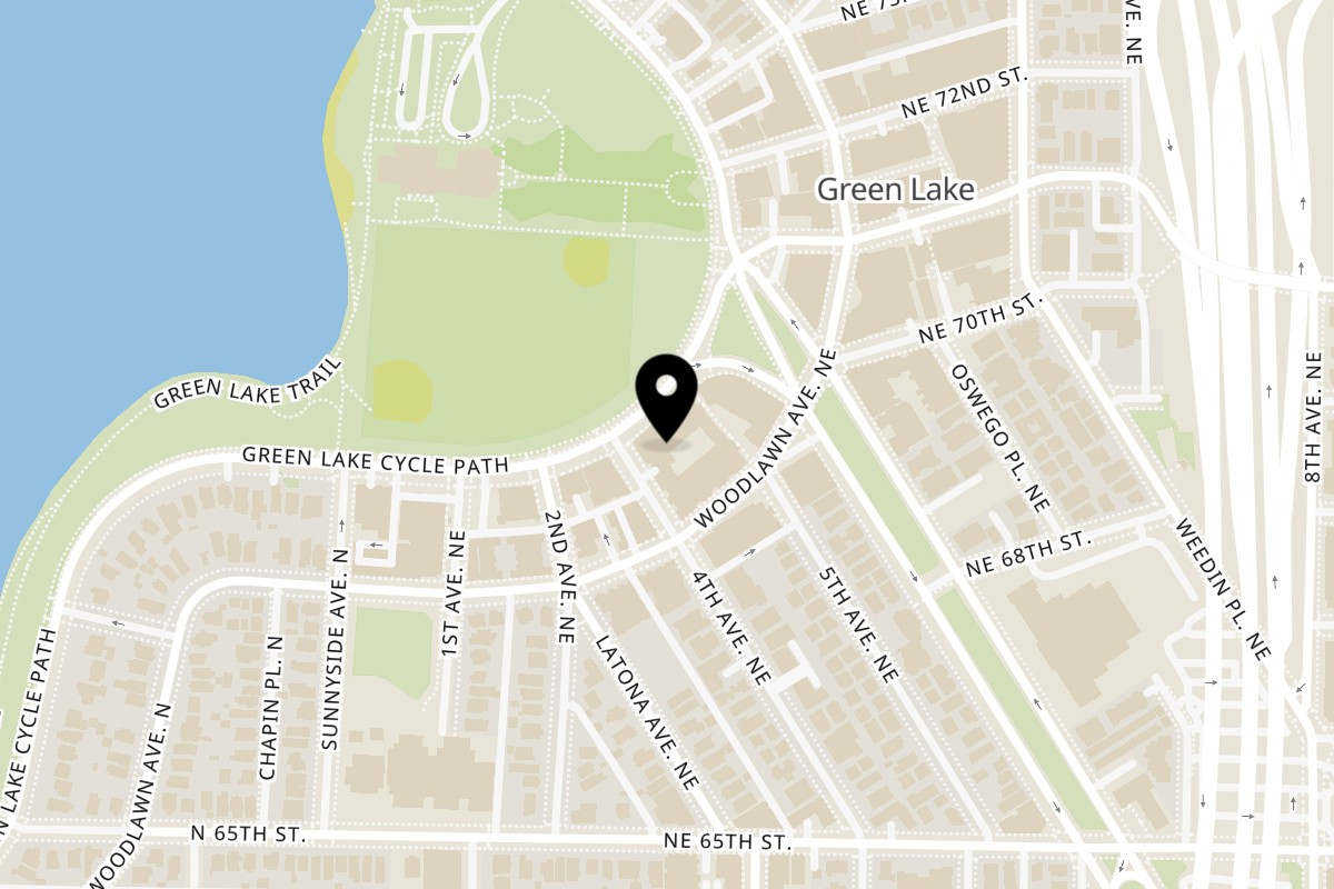 Map showing the location of Momi Indian Kitchen Seattle on 6900 East Green Lake Way N Ste. C in Seattle